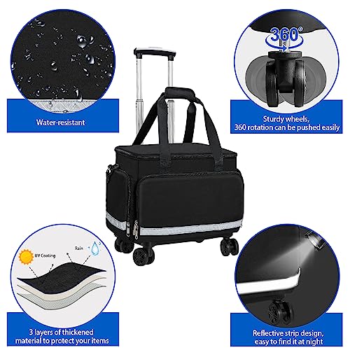 Medical Bag Rolling Roller Bag Trolley Duffel Nurses EMT CNA RN Empty for First Aid Responder Home Health Care Nursing Student Roll Duffle Bag Carry on Wheels Wheeled Work Physicians Doctor - color: Black