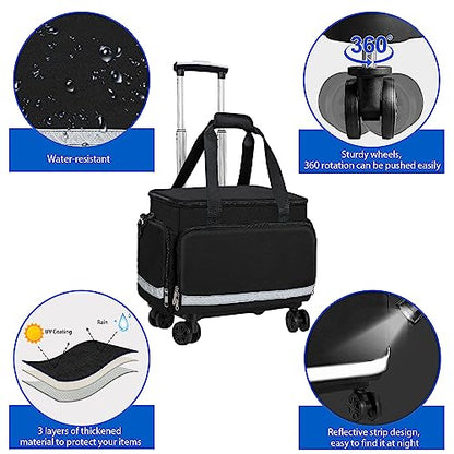 Medical Bag Rolling Roller Bag Trolley Duffel Nurses EMT CNA RN Empty for First Aid Responder Home Health Care Nursing Student Roll Duffle Bag Carry on Wheels Wheeled Work Physicians Doctor - color: Black