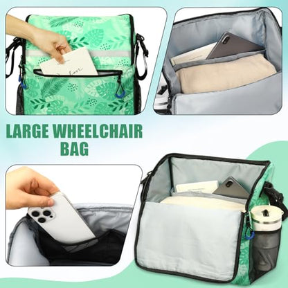 ZHCHG Wheelchair Bags, Wheelchair Backpack with Cup Holder, Wheelchair Bags to Hang on Back, Electric Wheel Chair Accessories, Large Storage Bag for Walker Rollator- Green - style: Green