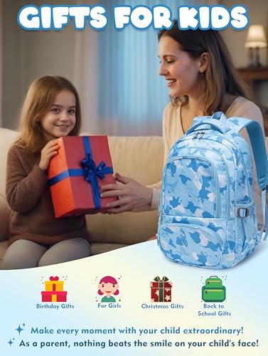 BLUEFAIRY Kids Backpacks for Boys Girls Ages 6-8 8-12 Elementary Middle School Backpack 17 Inch Back to School Bookbag with Laptop Compartment Mochilas Escolares para Niños Niñas (Blue) - color: Blue
