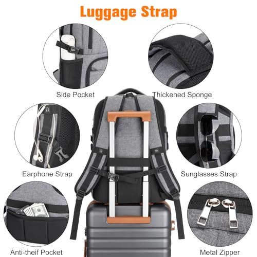 Insulated Lunch Backpack Fit 17" Laptop, Work Backpack with Lunch Box for Men & Women, Water Resistant College Computer Bag for Travel, Business, Hiking - color: Gray
