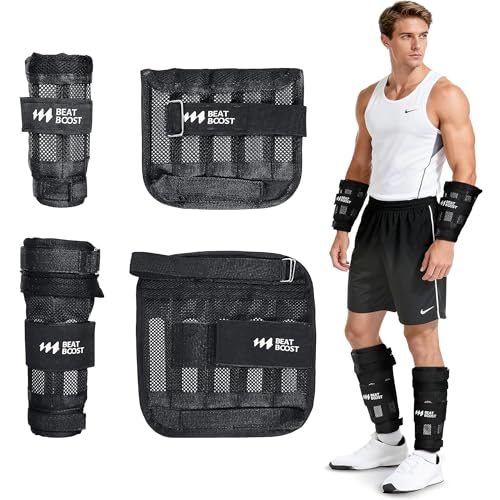 Ankle Wrist Weights 4lb/10lb/15lb/20lb/25lb/30lb BeatBoost Adjustable Leg Arm Weights for Men Walking Pilates Exercise Workout Gym Aerobics - color: Ankle Wrist Set, size: 30LB