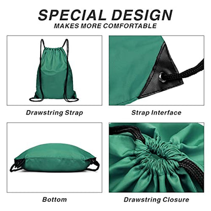 Drawstring Backpack Sports Water Resistant String Bag Sport Gym Sackpack for Women Men Large with Zipper (Hunter Green) - color: Hunter Green