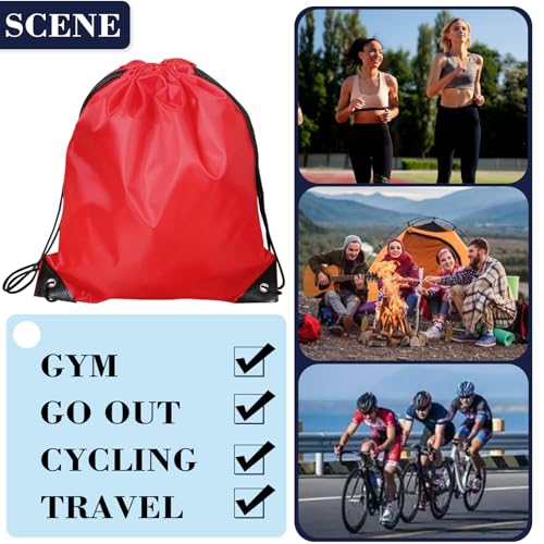 Drawstring Backpack Bulk String Backpack Drawstring Bags Sport Gym Cinch Bag Nylon String Bag for Women Men (1PCS) - color: Red 1pcs
