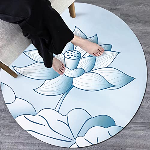 Round Meditation Yoga Mat - Large Lotus Non Slip Natural Rubber Mat for Home, Outdoor Exercise, Meditation, Stretching and Yoga (4Ft) - size: 47.2''