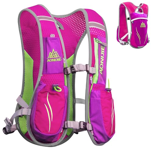 Azarxis Hydration Running Vest Backpack Pack 5L 5.5L for Women and Men Jogging Trail Race Marathon Cycling Hiking - color: #2 Rose Red (5.5L) - Only Backpack