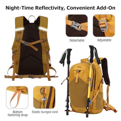 35L Hiking Backpack Waterproof Rucksack Large Lightweight Daypack with Reflective Strip Durable Nylon Backpack for Women Men Camping Climbing Travel Outdoor Sports Dark Blue - color: Dark Blue