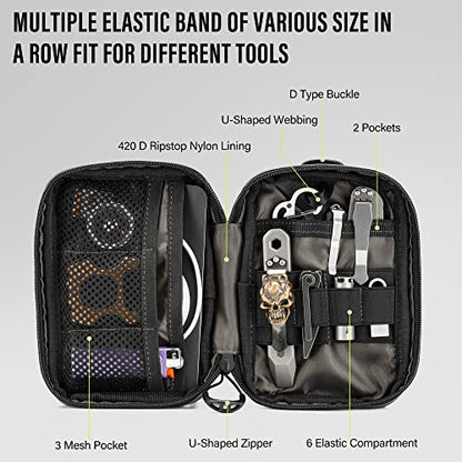 TACTICAL GEEK Block E2.0 EDC Compact Waist Pocket Pouch, Multi-Purpose Molle EDC Pouch Gadget Organizer, Multi-Purpose Molle Tool Pouch for Multitools, Nylon Daily Utility Tool Organizer Bag Black - color: Black