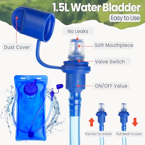Shinylin 3 Pcs Kids Hydration Backpack with 1.5 L Water Bladder Hydration Water Backpack Lightweight Insulated Pack for Boy Girl Biking Climbing Running Hiking - color: Marine Blue,Black, Orange