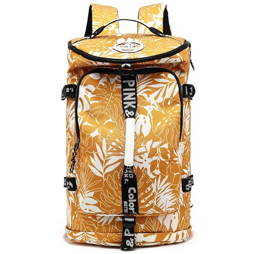 gym duffel bag backpack wrestling bag with shoe compartment 4 kinds of back method waterproof sports walking laptop - color: A-floral Yellow