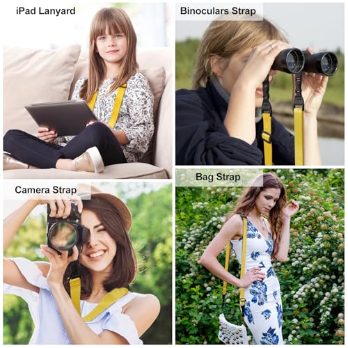 FIEIL Universal Shoulder Strap, Neoprene Padded Bag Strap with Double Adjustable Buckles, Comfortable Neck Lanyard for Camera, Cellphone Tablet,iPad, Laptop, Binocular, Luggage Bag(Bright Yellow) - color: Bright Yellow
