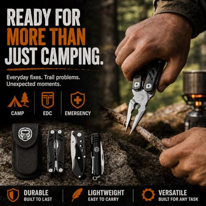 Multi Tool Knife Gift Set for Men - Pocket EDC Multitool with Folding Knife, Pliers, Screwdrivers & Bit Kit - Camping, Fishing & Everyday Carry Tool Gift for Dad, Husband & Outdoorsmen - style: Black 4 Piece