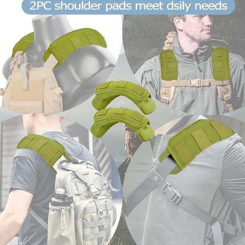 ZINMARK 2Pcs Thick Cushioned Shoulder Pads, Anti-Slip Design and Breathable Mesh Pads for Shoulder Strap,Soft and Comfortable - color: Army Green
