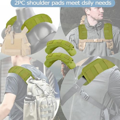 ZINMARK 2Pcs Thick Cushioned Shoulder Pads, Anti-Slip Design and Breathable Mesh Pads for Shoulder Strap,Soft and Comfortable - color: Army Green