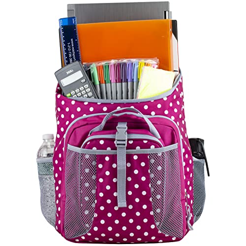 FUEL Lunch Backpack Set Water Resistant Bookbag Bag Soft Reusable Insulated Cooler Lunch Box Thermal Travel Office Lunch Bag, Pink Polka Dots - color: Pink Polka Dots