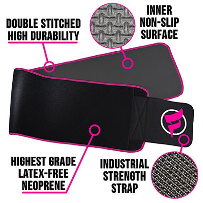 Fitru Waist Trimmer Sauna Ab Belt for Women & Men - Waist Trainer Stomach Wrap - color: Pink, size: S: 9" X 34"