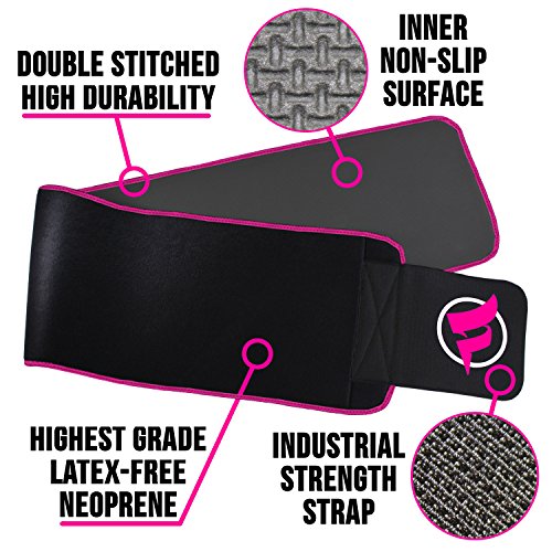 Fitru Waist Trimmer Sauna Ab Belt for Women & Men - Waist Trainer Stomach Wrap - color: Pink, size: L: 9" X 42"