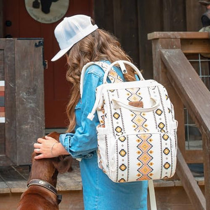 Montana West Wrangler Diaper Bag Backpack Aztec Callie Bag Travel Backpack Purses Western Multi-Function Baby Bags for Mom - color: *Tan