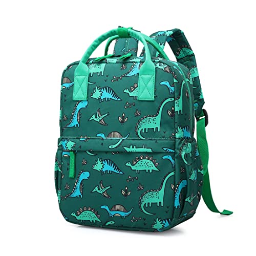 Cute Preschool Backpack Toddler School Book Bag for Girls Boys Kids Kindergarten Nursery Travel Bag with Chest Strap(13.5inch, Green Dinosaur) - color: Green Dinosaur, size: 13.5inch
