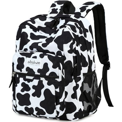 abshoo Classical Basic Cow Print Womens School Backpack For College Teen Girls Water Resistant Bookbag (Cow) - color: Cow, size: 16.5 Inc