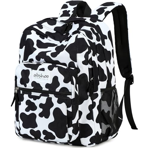 abshoo Classical Basic Cow Print Womens School Backpack For College Teen Girls Water Resistant Bookbag (Cow) - color: Cow, size: 16.5 Inc