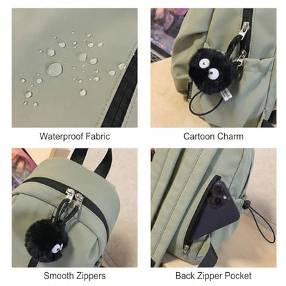 Nylon Waterproof Backpack for Women - Stylish & Lightweight Daypack for Commute, Work & Travel, Green - color: Green