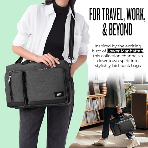 Solo New York Hybrid Briefcase Backpack - Laptop Carrying Bag for Women & Men, Fits 15.6" Computer, Adjustable - Duane, Black - color: Grey