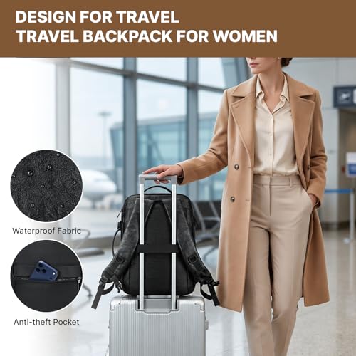 Carry On Backpack, 40L Expandable Travel Backpack with Laptop Compartment, Water Resistant Business Travel Bags Airline Approved for Men Women Weekend Trip (Black) - color: Black