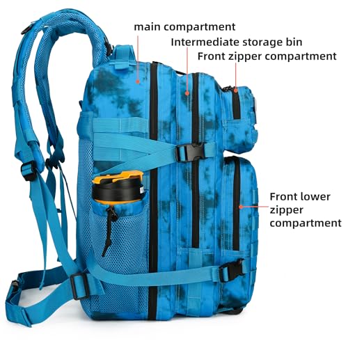 Lovelinks21 45L Tactical Assault Backpack 3 day assault pack with Molle Waterproof backpack Rucksack for Tactical Backpacks (Blue water pattern) - color: Blue Water Pattern