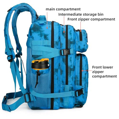 Lovelinks21 45L Tactical Assault Backpack 3 day assault pack with Molle Waterproof backpack Rucksack for Tactical Backpacks (Blue water pattern) - color: Blue Water Pattern