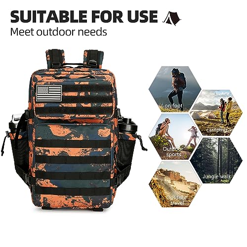 Lovelinks21 45L Tactical Assault Backpack 3 day assault pack with Molle Waterproof backpack Rucksack for Tactical Backpacks (Mars Camo) - color: Mars Camo