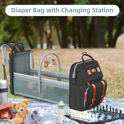 ISMGN Diaper Bag Backpack with Changing Station, Large Diaper Bag, Baby Bag, Black Diaper Bag, Black - color: Basis Black