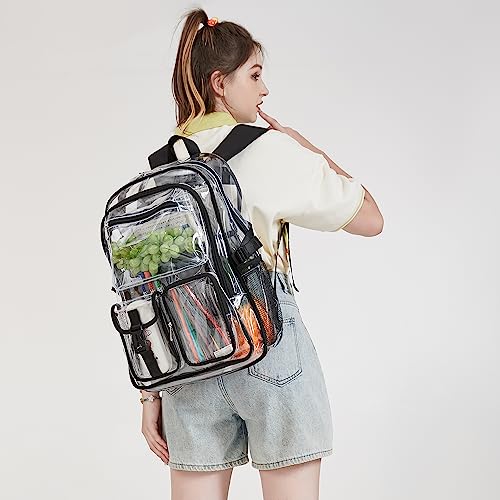 abshoo Large Clear Backpack For Girls Women School Bookbag Heavy Duty Transparent Backpack (Black) - color: Black