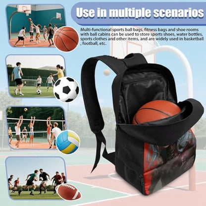 Basketball Backpack With Separate Ball Compartment And Shoes Fit Basketball Volleyball Football - color: Dark - styled