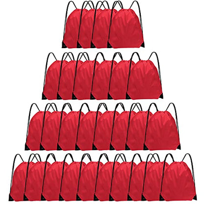 Grneric Drawstring Bags 28 Pcs String Backpack Bulk Cinch Bag Sackpack for Men Women Gym(Red) - color: Red