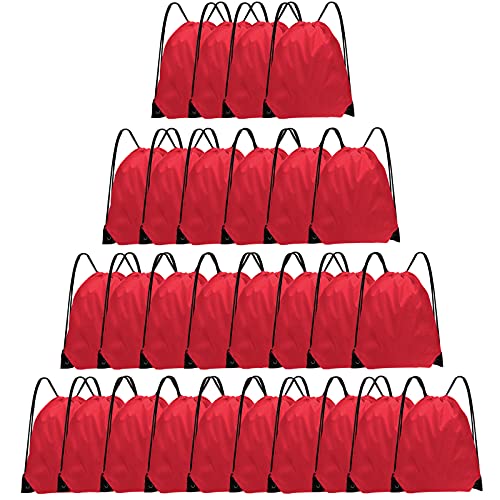 Grneric Drawstring Bags 28 Pcs String Backpack Bulk Cinch Bag Sackpack for Men Women Gym(Red) - color: Red