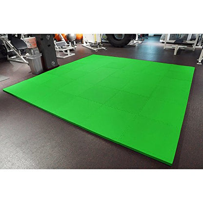 Meister X-Thick 1.5" Interlocking EVA Foam Mats - 2X Cushion for Wrestling, MMA Takedowns & Gymnastics - 2'x2' Tiles - color: Green, size: 36 Tiles (144 Sqft)