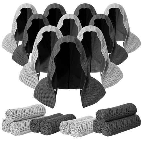 Honoson 20 Pcs12x25 Inch Cooling Hoodie Towel Bulk for Neck and Face 40x12 Inch Quick Dry Sweat Towels Instant Ice Cold Towel for Hot Weather Run Yoga Gym(Light Gray,Dark Gray) - color: Light Gray,dark Gray