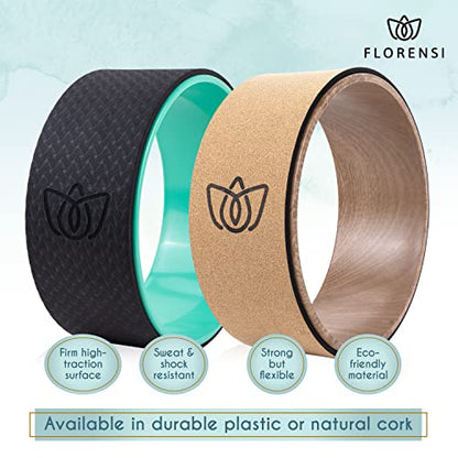 Florensi Yoga Wheel (3-Pack) - Back Stretcher and Back Roller for Back Pain, Yoga Roller for Muscle Relaxation, Pain Relief, Cracking and Popping