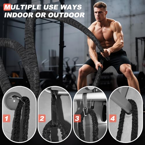 Battle Rope 1/1.26/1.5/2 Inch Diameter,Pink 30FT/40FT/50FT Exercise Workout Ropes for Home Gym Heavy Weighted Training Rope for Working Out - style: 1.5 inch 50ft