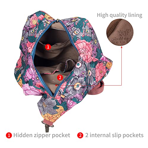 Black Butterfly Premium Backpack for Women, Bohemia Style Fashion Casual Daypack Backpack, Small Backpack Purse (06-fuchsia plus) - color: 06-fuchsia Plus