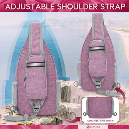 ZOMAKE Sling Bag,Small Crossbody Sling Backpack,Water Resistant Shoulder Daypack for Travel,Anti Thief Chest Bag for Hiking(Light Purple) - color: Light Purple