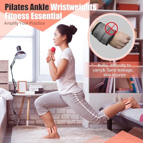 Vinsot Pilates 2Lbs Each(Set of 4) Wrist Ankle Weights for Women, Wearable Arm Leg, Adjustable Weighted Wristbands Arm Leg Weights Suitable for Walking Swimming Running Yoga Gym - color: Flesh color