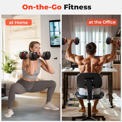 FLYBIRD Adjustable Dumbbell Set of 2, 110LB/50LB Weights Dumbbell Set for Home Gym Exercise & Fitness, Fast Change Weights with Anti-Slip Handle, Multiweight Options for Full Body Workout - color: 55LBS Pair(Total 110LBS)