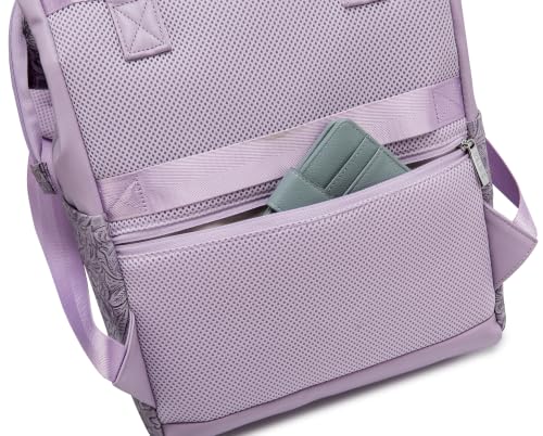 Kinmac Wide Open Style Laptop Backpack for Laptop Up to 15.6 Inch Men Women Travel Outdoor Backpack (Purple Flower PU) - color: Purple Flower Pu