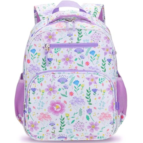 RHCPFOVR Kids Backpack for Girls - Girls Backpack 3-8 Ages Butterfly for Kids 15 Inch School Bookbag for Kindergarten Elementary School Bookbag for Girl 1st 2nd Grade - style: Purple Garden