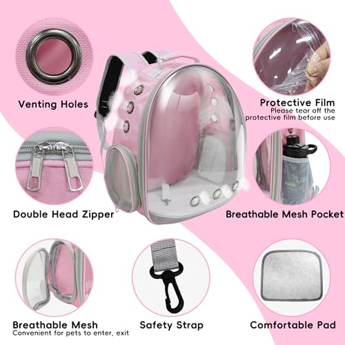 Cat Backpack, Airline Approved Bubble Carrying Bag for Small Medium Dogs Cats, Space Capsule Pet Carrier Dog Hiking Backpack Travel Carrier (Pink) - color: Pink
