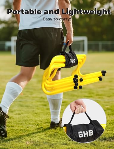GHB Agility Hurdles 8" Speed Agility Training Hurdles, Detachable Sturdy Hurdles Training Equipment Set with Carry Bag for Kids,Athletes,Soccer,Basketball - size: 5 Pack-Yellow
