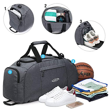 G4Free 40L 3-Way Duffle Bag Backpack Gym Bag for Men Women Sports Duffel Bag with Shoe Compartment Travel Backpack Luggage - color: Snow Ni-Grey