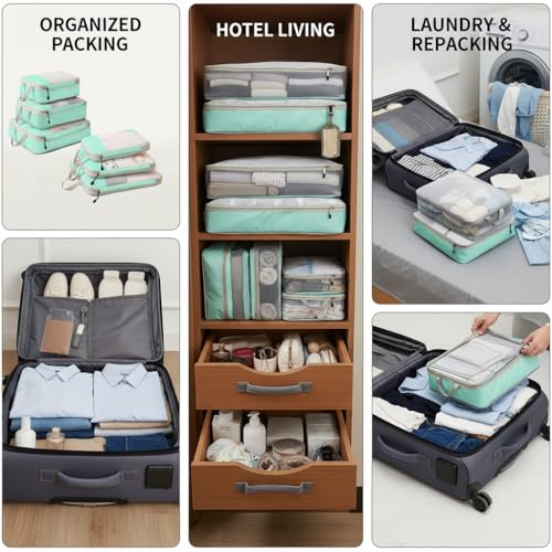 3 Set Compression Packing Cubes for Travel, Travel Bags Luggage Organizers Travel Essentials Compression Cubes for Carry on Suitcases